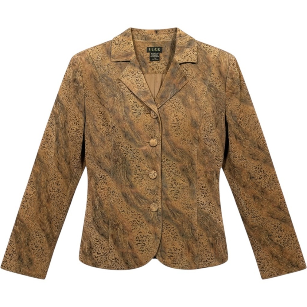 ELCC Blazer Womens M Abstract Print Button Front Jacket